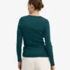 T-shirt à manches longues en coton bio à côtes pour femme - Vert océan
