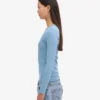 T-shirt à manches longues en coton bio pour femme - Bleu bord de mer