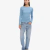 T-shirt à manches longues en coton bio pour femme - Bleu bord de mer