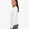 T-shirt à manches longues en jersey côtelé bio pour femme - Blanc optique