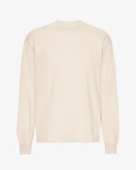 T-shirt à manches longues oversize en coton bio - Blanc ivoire