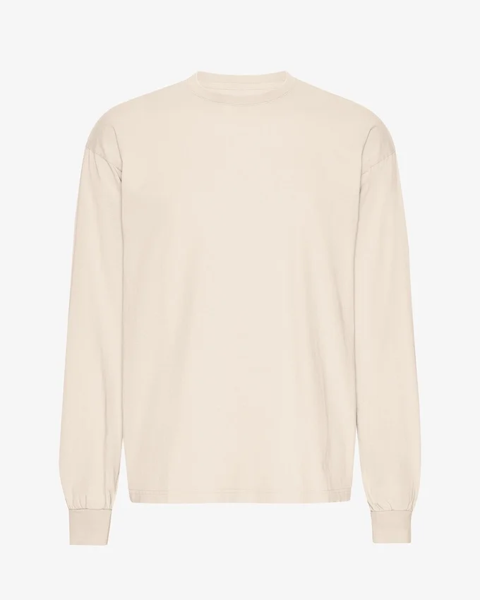 T-shirt à manches longues oversize en coton bio - Blanc ivoire