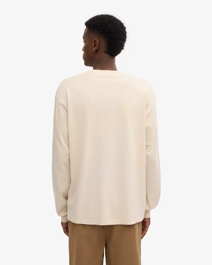 T-shirt à manches longues oversize en coton bio - Blanc ivoire