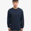 T-shirt à manches longues oversize en coton bio - Bleu marine