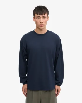 T-shirt à manches longues oversize en coton bio – Bleu marine