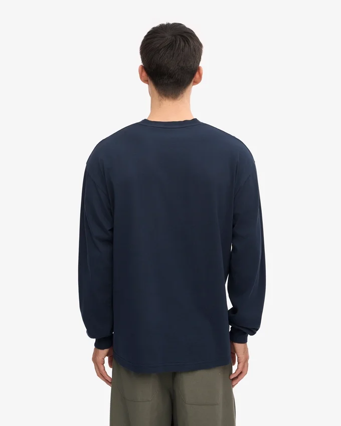 T-shirt à manches longues oversize en coton bio - Bleu marine