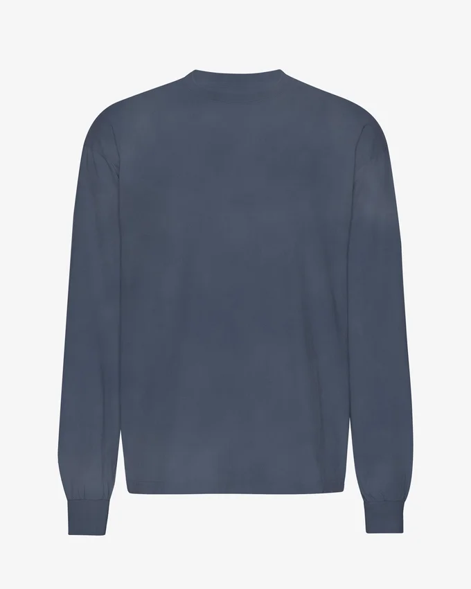 T-shirt à manches longues oversize en coton bio - Bleu Neptune