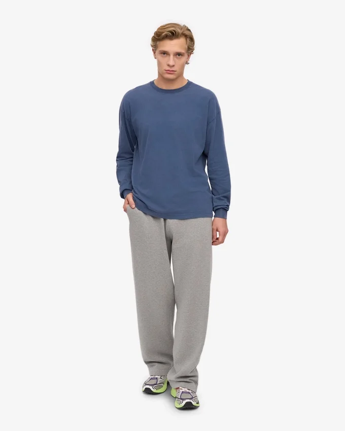 T-shirt à manches longues oversize en coton bio - Bleu Neptune