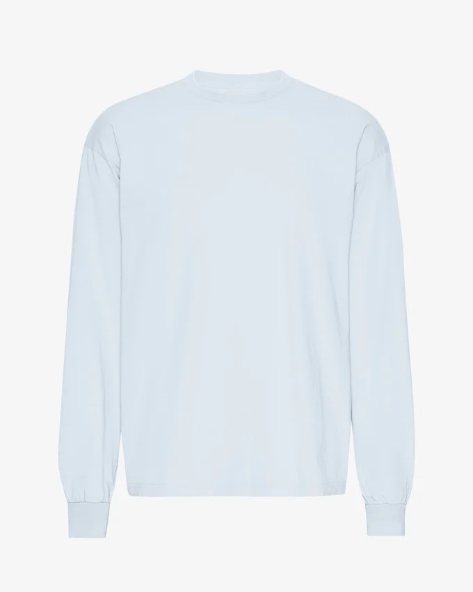 T-shirt à manches longues oversize en coton bio - Bleu polaire