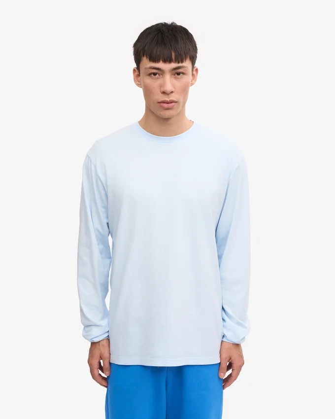 T-shirt à manches longues oversize en coton bio - Bleu polaire