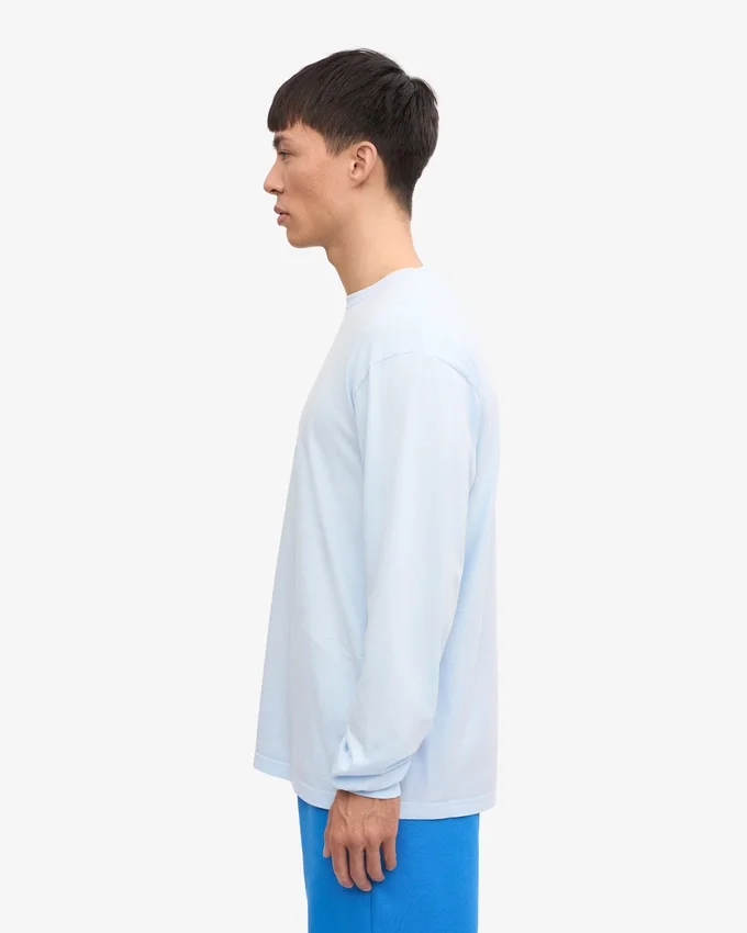 T-shirt à manches longues oversize en coton bio - Bleu polaire