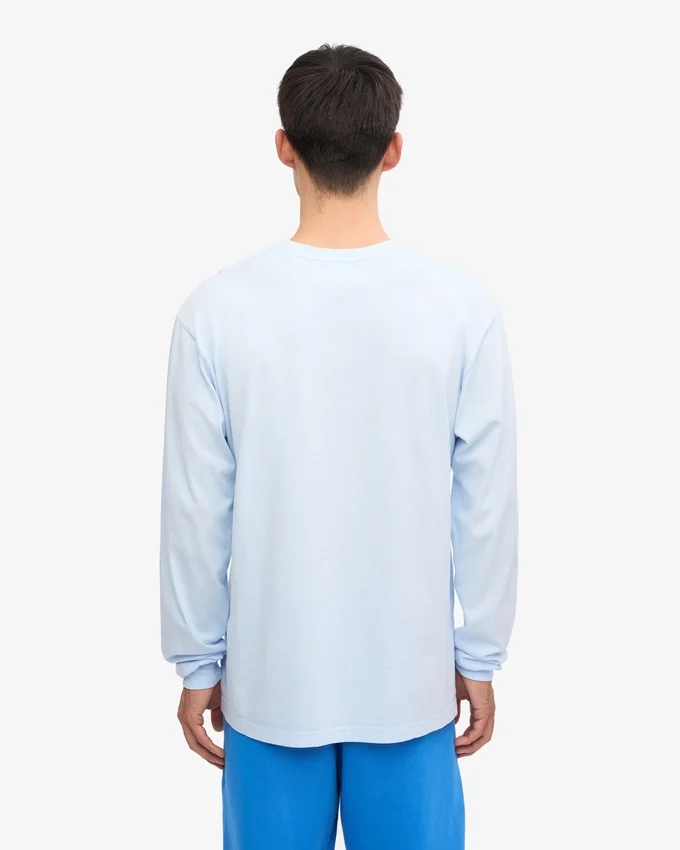 T-shirt à manches longues oversize en coton bio - Bleu polaire