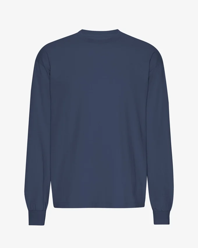 T-shirt à manches longues oversize en coton bio - Bleu pétrole