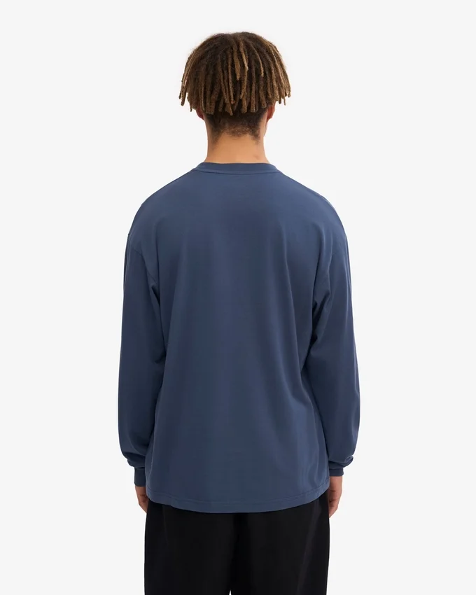 T-shirt à manches longues oversize en coton bio - Bleu pétrole