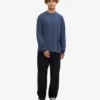 T-shirt à manches longues oversize en coton bio - Bleu pétrole
