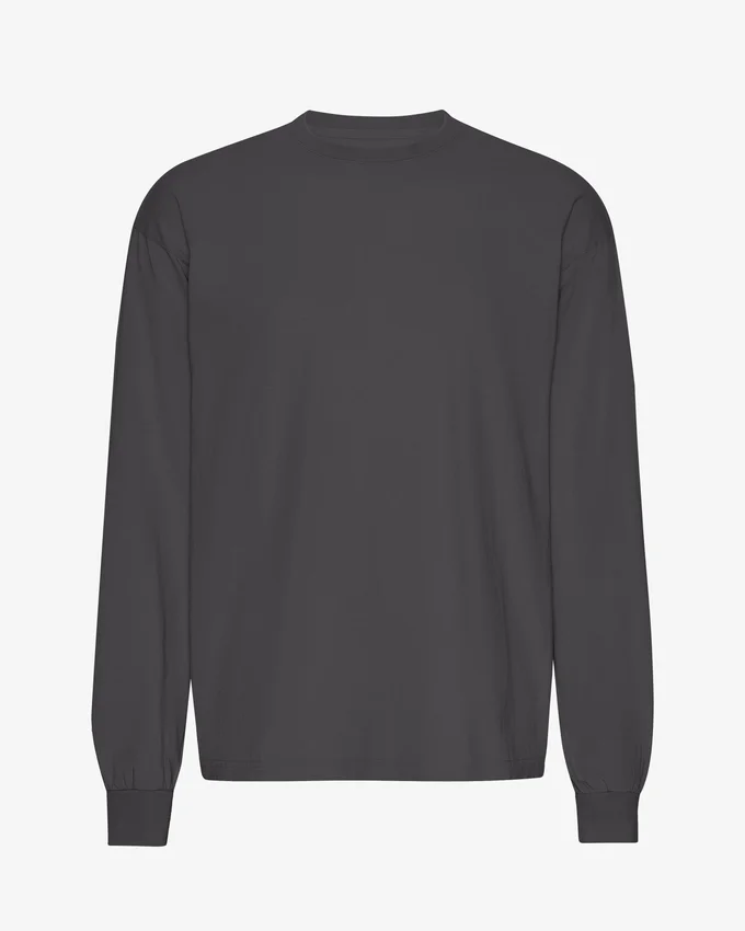 T-shirt à manches longues oversize en coton bio - Gris lave