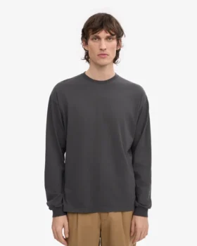 T-shirt à manches longues oversize en coton bio – Gris lave