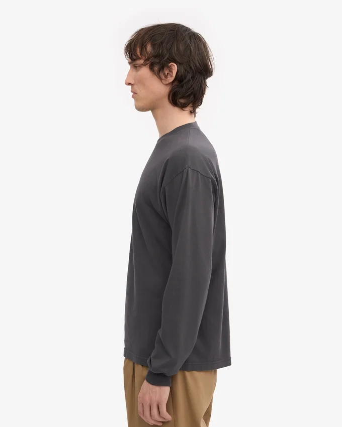 T-shirt à manches longues oversize en coton bio - Gris lave
