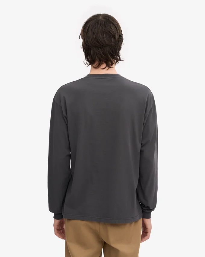 T-shirt à manches longues oversize en coton bio - Gris lave