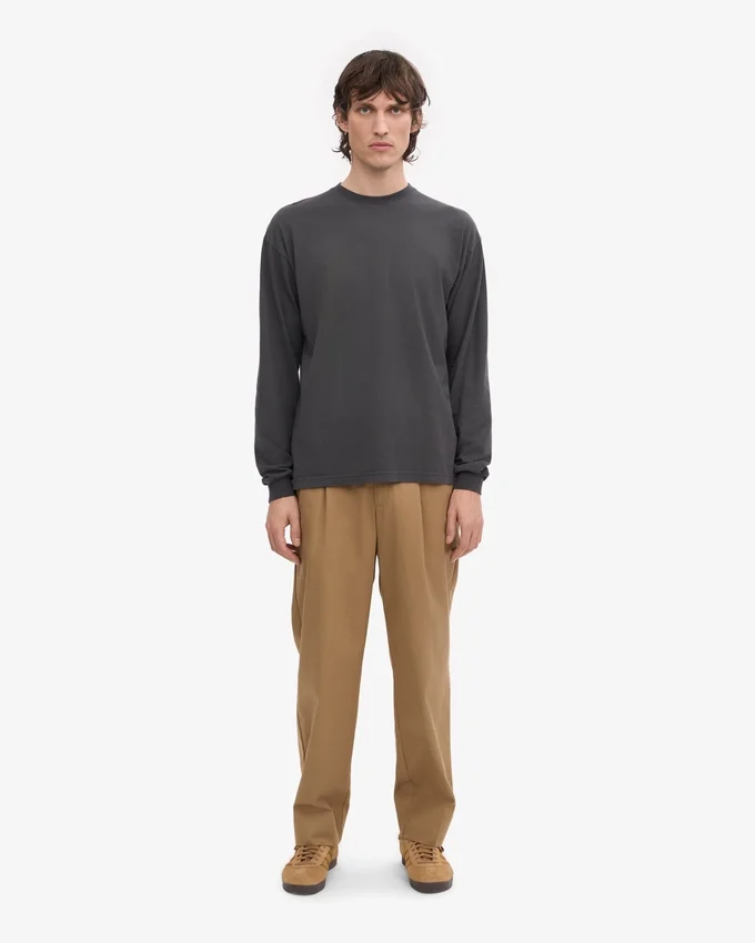 T-shirt à manches longues oversize en coton bio - Gris lave
