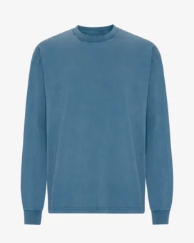 T-shirt à manches longues oversize en coton bio - Indigo délavé