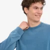 T-shirt à manches longues oversize en coton bio - Indigo délavé
