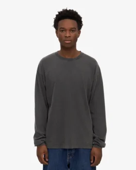 T-shirt à manches longues oversize en coton bio – Noir délavé
