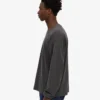 T-shirt à manches longues oversize en coton bio - Noir délavé