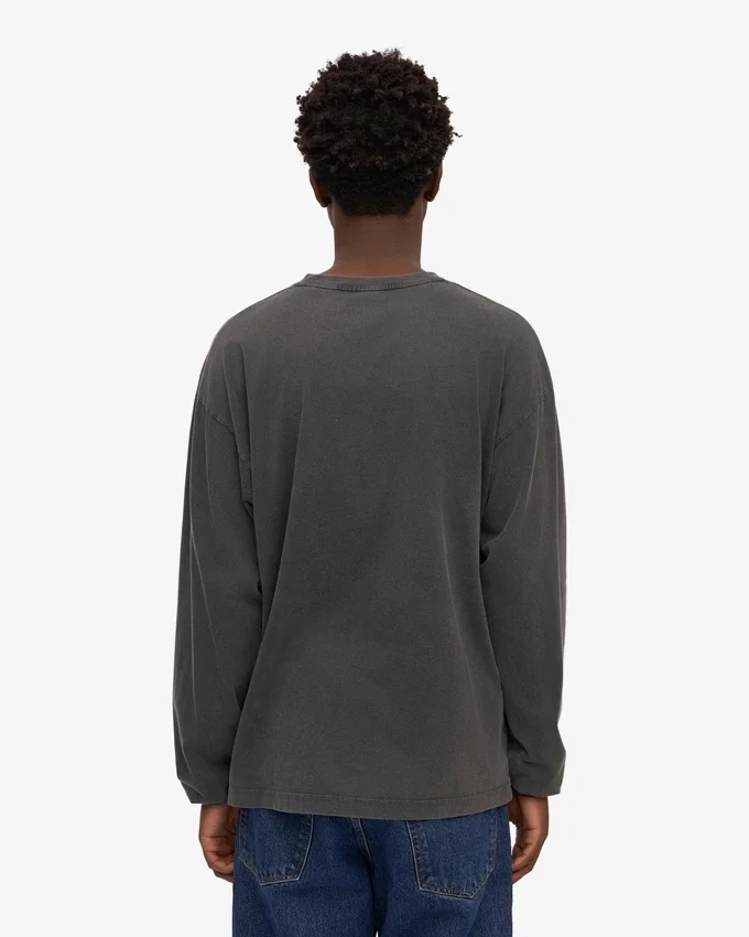 T-shirt à manches longues oversize en coton bio - Noir délavé