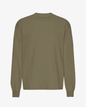 T-shirt à manches longues oversize en coton bio - Olive poussiéreux