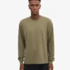 T-shirt à manches longues oversize en coton bio - Olive poussiéreux