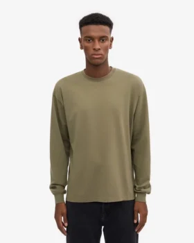 T-shirt à manches longues oversize en coton bio – Olive poussiéreux