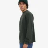 T-shirt à manches longues oversize en coton bio - Vert forêt de minuit