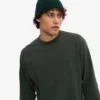 T-shirt à manches longues oversize en coton bio - Vert forêt de minuit