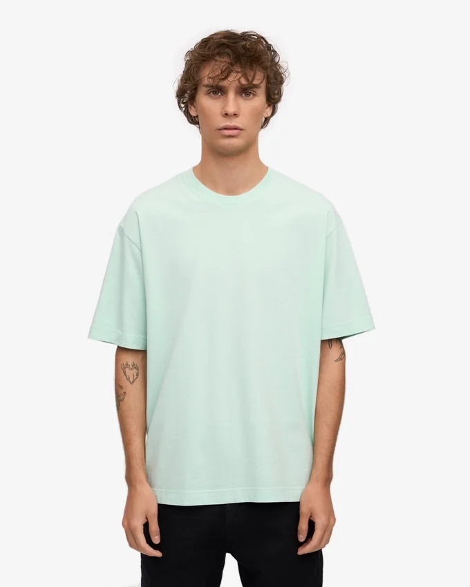 T-shirt oversize en coton bio - Bleu aqua clair