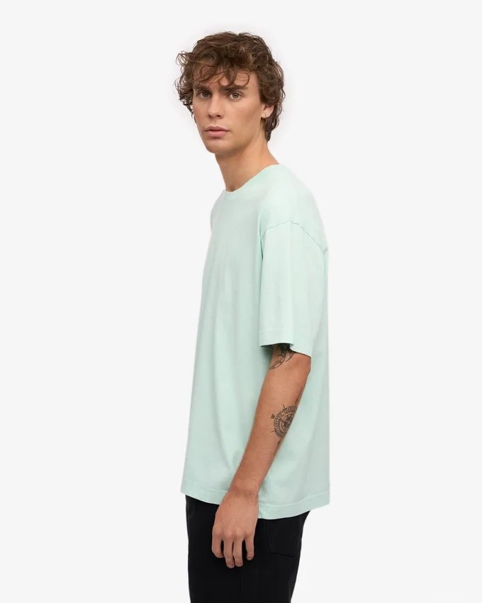 T-shirt oversize en coton bio - Bleu aqua clair