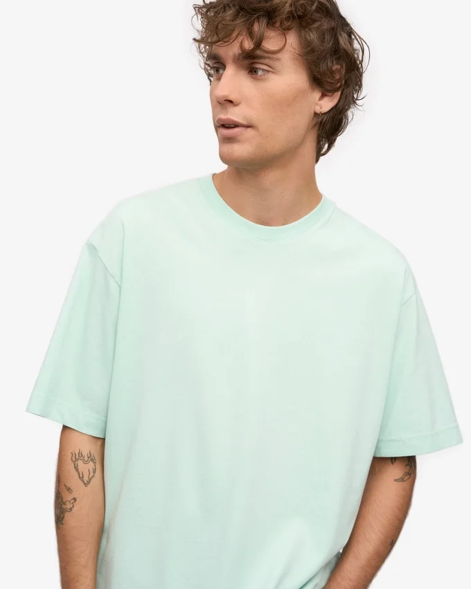 T-shirt oversize en coton bio - Bleu aqua clair
