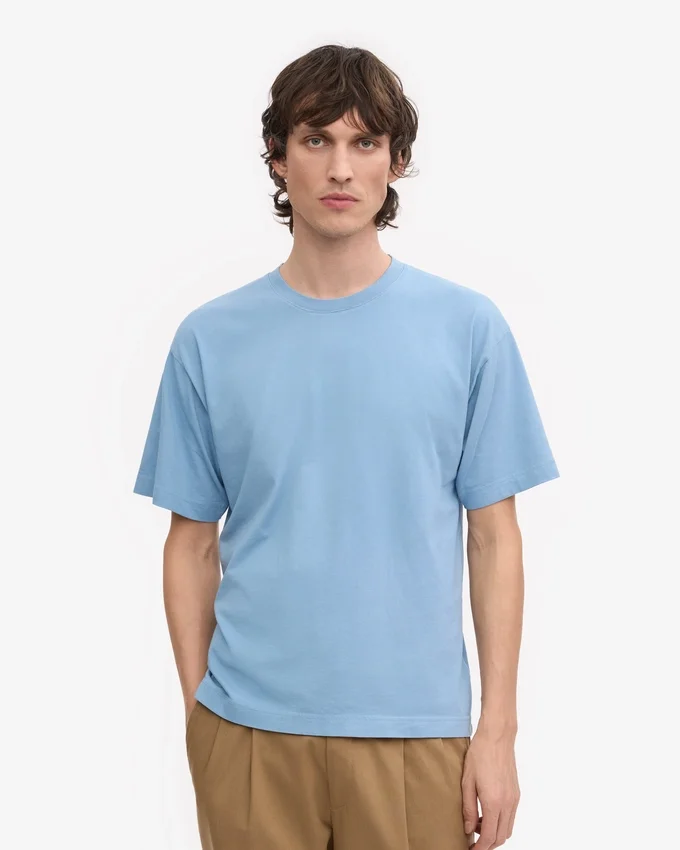T-shirt oversize en coton bio - Bleu bord de mer