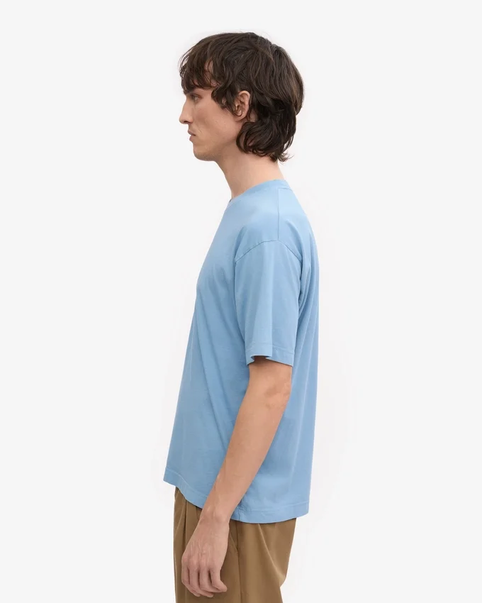 T-shirt oversize en coton bio - Bleu bord de mer