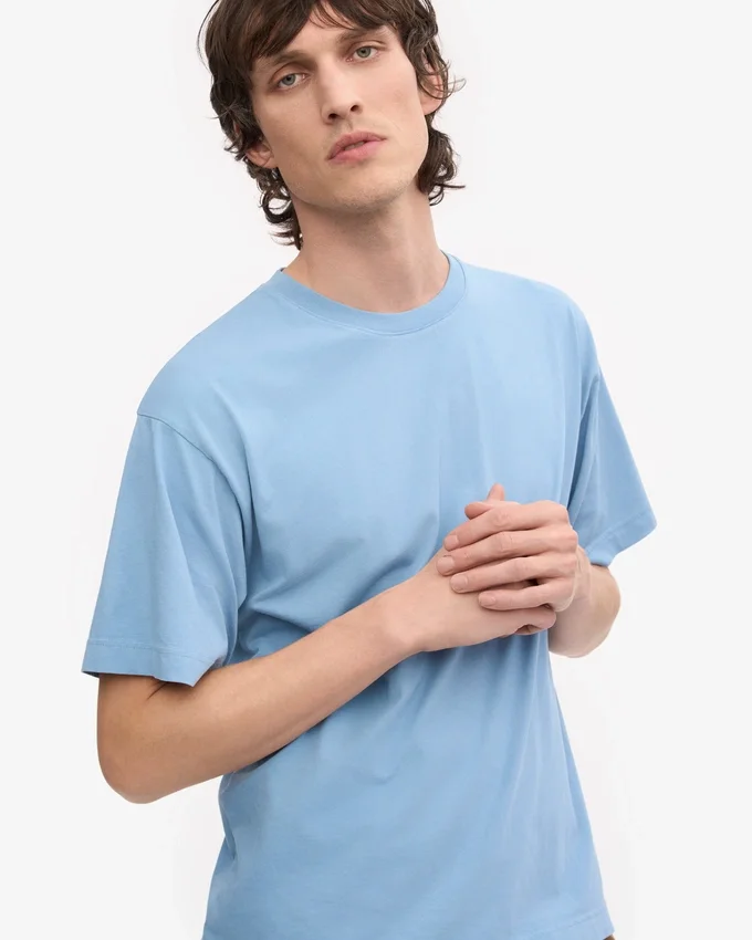 T-shirt oversize en coton bio - Bleu bord de mer