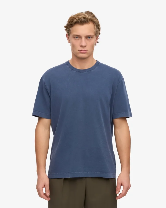 T-shirt oversize en coton bio - Bleu Neptune