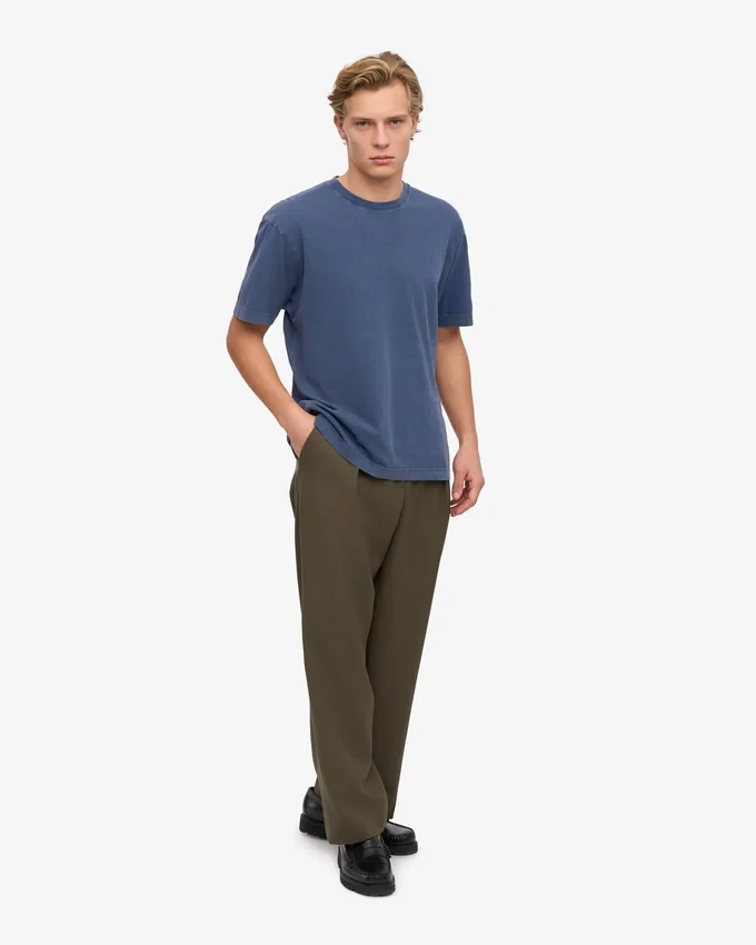 T-shirt oversize en coton bio - Bleu Neptune