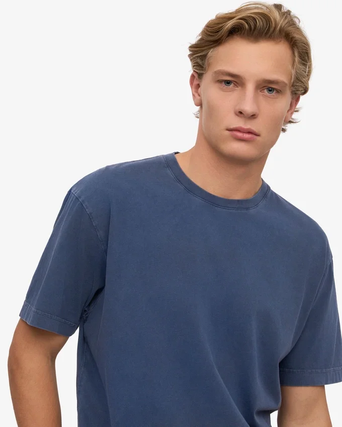 T-shirt oversize en coton bio - Bleu Neptune