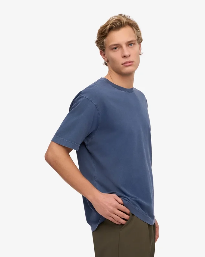 T-shirt oversize en coton bio - Bleu Neptune
