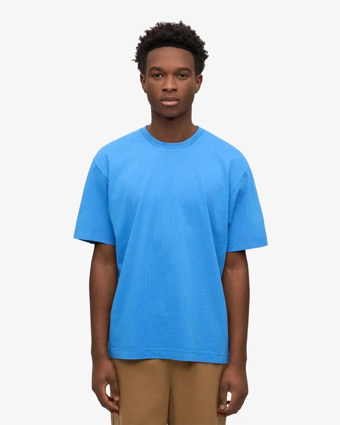 T-shirt oversize en coton bio - Bleu Pacifique