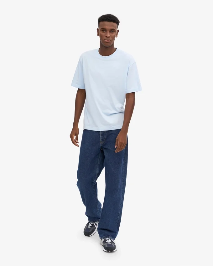 T-shirt oversize en coton bio - Bleu polaire