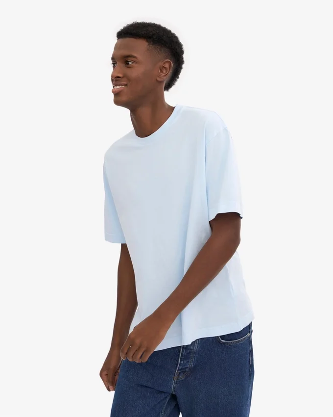 T-shirt oversize en coton bio - Bleu polaire