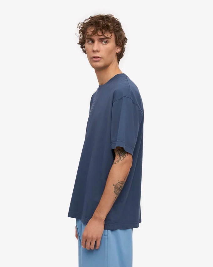 T-shirt oversize en coton bio - Bleu pétrole