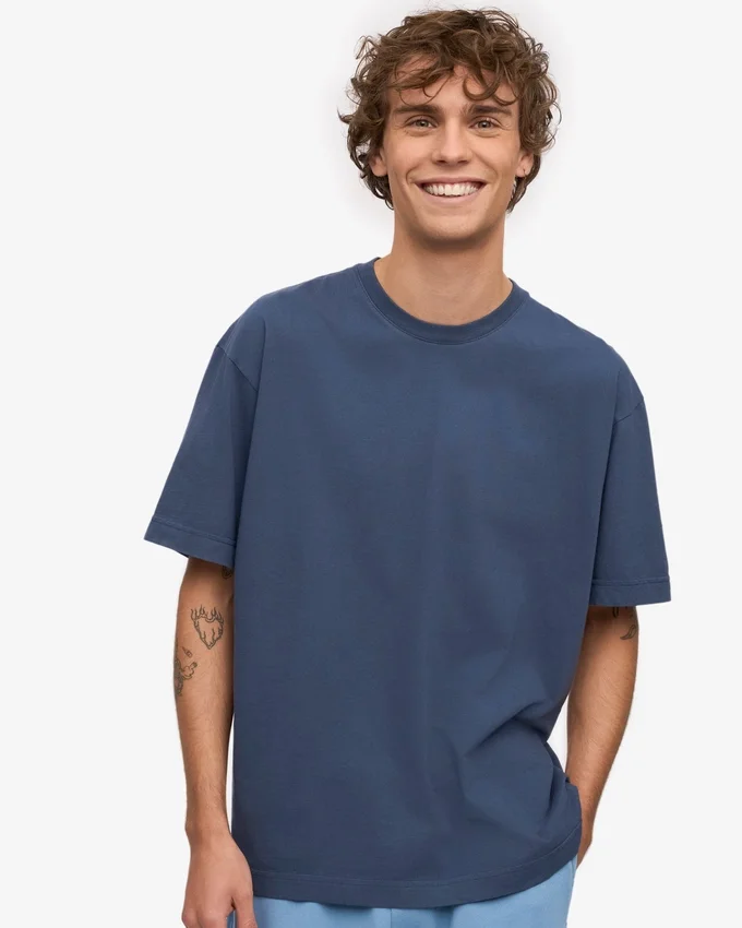 T-shirt oversize en coton bio - Bleu pétrole
