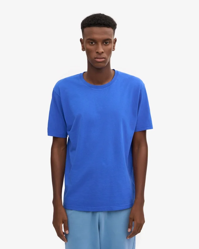 T-shirt oversize en coton bio - Bleu saphir